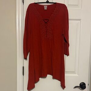 Chico's Rust Lace-Up Tunic Top